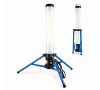 XPOtool Foco de trabajo columna luz LED exterior 100W 360° 10000 lúmenes obras enchufe poste lámpara