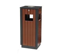 XPSHP25112 Jardín Patio Parque Porche Área pública con cenicero, bote de basura, tiras metal y madera, cubo