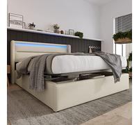 XPSSJMU Barandilla de Cama hidráulica con canapé, Estructura de Cama Doble tapizada 160x200cm, Cama Funcional, Color Blanco (con colchón)