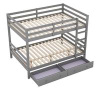 XPSSJMU Litera, 140 * 200cm, Camas Juveniles con cajones, Espacio de almacenaje, barandillas Altas, Color Gris