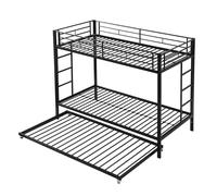 XPSSJMU Litera de 90 * 200 cm, Estructura de Hierro, Equipada con Cama extraíble, barandillas Altas, certificación EN747, construcción Robusta, Color Negro.