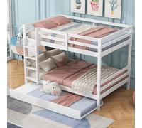 XPSSJMU Literas de 140 * 200 cm, literas con Cama Nido, barandillas Altas, escaleras Resistentes, Color Blanco