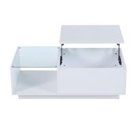 XPSSJMU Mesa de Centro, Mesa de Centro de Alto Brillo, Mesa de salón con Altura Regulable, Almacenamiento Oculto y Estante, 50 x 100 x (33-46,5) cm