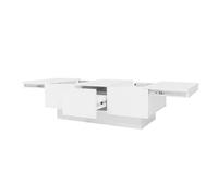 XPSSJMU Mesa de Centro Moderna de Alto Brillo, 100 x 55 x 35 cm, Blanca, con Mecanismo Deslizante, 2 Compartimentos Ocultos y 2 cajones. Diseño Elegante para tu salón.