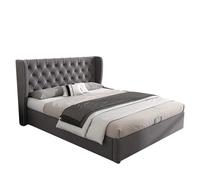 XPSSJMU Rembourré Iluminado en Forma de Oreille,Terciopelo,Doble iluminación,140 * 190,Iluminado fonctionnel hidráulico con sommier à Lattes y Espacio de Rango,Gris