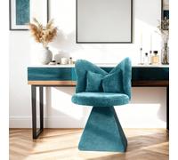 XPSSJMU Silla giratoria con respaldo de mariposa, silla de comedor, taburete de maquillaje para dormitorio, salón, estudio y áreas de ocio, color azul