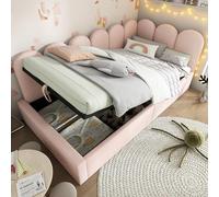 XPSSJMU Sofá Cama tapizado 90x190 cm, sofá Cama con canapé hidráulico y somier de láminas metálicas, Terciopelo, Rosa, sin colchón