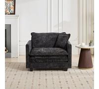 XPSSJMU Sofá en la nube individual (otomana no incluida), moderno sofá seccional, para sala de estar y apartamento, cómodo asiento acolchado de doble capa, tejido de chenilla transpirable, color negro