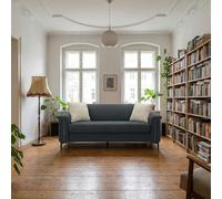 XPSSJMU Sofá nórdico de 2 plazas 172 × 72 × 82 cm - Tejido de lino fino, marco de madera maciza y patas de hierro resistentes, ideal para sala de estar