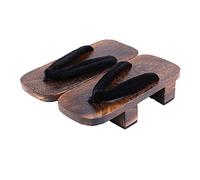 XPuing Men Stage Performance Geta Zapatillas de madera japonesas Zuecos Chanclas Sandalias Zapatos Negro Negro (105