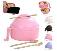 Xpwghap Microwave Noodle Bowl, Multifunctional Ramen Bowl Set with Fork Spoon Chopsticks, Ramen Bowl with Handle, for Soup Pasta Salad