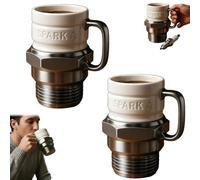 Xpwghap Spark Plug Mug, Engine Spark Plug Design Coffee Cup,Taza De Bujía,Taza De Café Con Diseño De Bujía Creativa,Para Aficionados A Los Coches Entusiastas Del Automóvil Mecánicos Amantes-2pcs