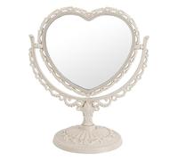 XPXKJ Espejo en Forma de corazón de 7 Pulgadas, Espejo estético de Aumento de 360° de Dos Caras, Espejo de tocador para Escritorio, Espejo de baño de Aumento 3X (Forma de corazón, Beige)