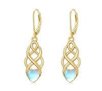 XPYPZP Aretes delicados de oro para mujer, hipoalergénicos, ligeros, de oro de 14 quilates, joyería para el día de San Valentín, regalos para esposa, novia y ella, Medio, Base, Piedra lunar
