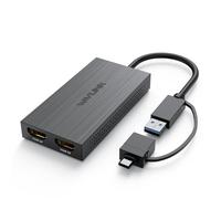 XQAMEU WAVLINK USB 3.0 a HDMI para monitores duales, adaptador de gráficos de video universal USB C a HDMI, 4K a 30Hz, 1080p a 60Hz