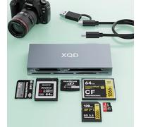 XQD - Lector de tarjetas 8 en 1 USB 3.0 Multi USB C/USB A XQD para Sony G M Series/Lexar 2933x/1400x Mark XQD/CF/XD/MS/SD/TF, adaptador de tarjeta de memoria tipo C de 10 Gbps para Windows/Mac OS