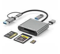 XQD - Lector de tarjetas SD/TF USB C (10 Gbps), lector de tarjetas externo multipuerto multipuerto 5 en 1, hub USB compatible con portátiles tipo C, compatible con Windows/Mac OS/Android