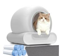 XQDKoon Arenero Autolimpiable, 65L + 9L Arenero Automatico Gatos con 5 Rollos Bolsas Basura y 1 Tapete para Piso, Eliminación de Olores, Control de App, Automatic Cat Litter Box para Varios Gatos