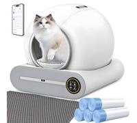 XQDKoon Arenero Automático para Gato, 65L + 9L Caja Arena Gato con Bolsa Basura, Eliminación de Olores, Control de App, Arena Aglomerante para Gatos para Varios Gatos