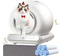 XQDKoon Arenero Gatos Autolimpiable, 74L Arenero Inteligente para Gato con Control de App, 5 Rollos Bolsas Basura y 1 Tapete Arena Gatos para Varios Gato (C)
