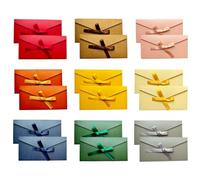XQEUMC Sobres Papel kraft Retro con Cintas - 9 Colores, 22 x 11 cm - Sobres Regalo, Sobres Invitaciones Boda, Sobres Pequeños para Tarjeta Acción de Gracias(18 Piezas)