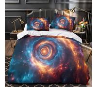 XQGASOEBN 3 Piezas Microfibra de poliéster Cosmic Vortex Funda Edredon Cremallera Oculta Fundas Almohada Suave Neon Space Juego Fundas Edredón for Adolescentes King（220x240cm）
