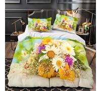 XQGASOEBN 3 Piezas Microfibra de poliéster SpringFlowerBouquet Funda Edredon Cremallera Oculta Fundas Almohada Antialérgica Naturaleza Funda de Edredón for Adultos Single（140x200cm）