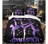 XQGASOEBN 3 Piezas Microfibra Gymnastics Girls Funda Edredon Impresión 3D Fundas Almohada Transpirable Sparkle Star Juego Fundas Edredón for Adolescentes Single（140x200cm）