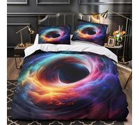 XQGASOEBN 3 Piezas Microfibra Suave Cosmic Vortex Funda de Edredón Estampado 3D Fundas Almohada Antibacteriana Galactic Swirl Funda de Edredón for Adultos Super King（260x220cm）