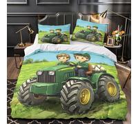 XQGASOEBN Juego 3 Piezas Microfibra Impresión 3D Farm Tractor Kids Juego Fundas Edredón Diseño 3D Funda Almohada Transpirable Coon Rural Funda de Edredón for Adolescentes Super King（260x220cm）
