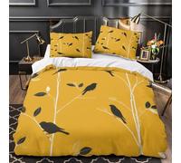 XQGASOEBN Tres Piezas Microfibra de poliéster Birds on Branches Funda Edredon Estampado 3D Fundas Almohada Lavables Natureinspired Wall Decor Funda de Edredón for niños y niñas Double（200x200cm）