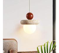 XQIDIANAA Lámpara Colgante De Travertino Amarillo, Lámpara Colgante Wabi Sabi De 16 Cm Con Pantalla De Piedra, Lámpara Colgante De Hormigón De Estilo Nórdico Para Dormitorio, Sala De Estar Y Cocina.