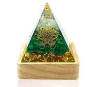 XQIGI Malaquita Pirámide de Orgón Con Base de Luz, Hexagrama Unicursal, ideal para energía positiva, reducción del estrés, salud espiritual y física