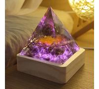 XQIGI Pirámide de Cristales de Orgón para Energía Positiva, Base de luz con Natural amatista, piedra de obsidiana y gemas sanadoras. Regalo ideal para reiki, Meditación, equilibrio