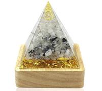 XQIGI Pirámide de Orgonita con Piedra Lunar Arcoíris, Cristal de cuarzo y gema energética para atraer el amor romántico Yoga Meditación, Decoración, Regalo Curativo Positivo