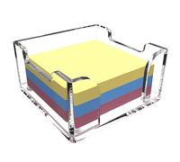 XQIGI Soporte acrílico para notas adhesivas de 3 x 3 pulgadas, dispensador de bloc de notas de cristal transparente, soportes autoadhesivos para dormitorio, oficina, escritorio organizador (A)