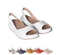 XQILGVF Sandalias planas cómodas para mujer. Sandalias ortopédicas planas informales ultracómodas, sin cordones, para caminar en la playa. (White,41)