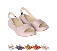 XQILGVF Sandalias planas cómodas para mujer. Sandalias ortopédicas planas informales ultracómodas, sin cordones, para caminar en la playa. (Pink,38)