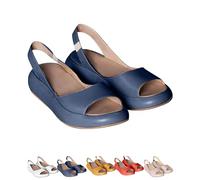 XQILGVF Sandalias planas cómodas para mujer. Sandalias ortopédicas planas informales ultracómodas, sin cordones, para caminar en la playa. (Blue,38)