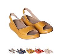 XQILGVF Sandalias planas cómodas para mujer. Sandalias ortopédicas planas informales ultracómodas, sin cordones, para caminar en la playa. (Yellow,38)