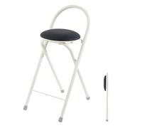 XQJLBZA Taburete de Bar Plegable Acolchado, Silla Alta Compacta y Portátil de 61 cm para Cocina, Salón y Jardín, Capacidad de Carga de 120 kg(Zwart)