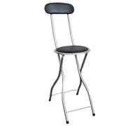 XQJLBZA Taburete de Bar Plegable de 58 cm con Respaldo, Silla Alta Acolchada Plegable para Fiestas, Cocina y Restaurante(Plata)