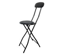 XQJLBZA Taburete de Bar Plegable de 58 cm con Respaldo, Silla Alta Acolchada Plegable para Fiestas, Cocina y Restaurante(Zwart)