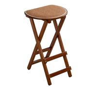 XQJLBZA Taburete Plegable de Ratán con Asiento Acolchado y Sin Respaldo, 63 cm, Silla Alta Portátil para Cocina, para Conciertos Móviles, Actuaciones(Walnut)