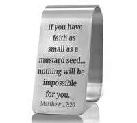 XQLZY If You Have Faith As Small As A Mustard Seed Nothing Will Be Impossible for You - Clip de acero inoxidable para visera de coche, accesorios religiosos para visera de viaje, recordatorio de