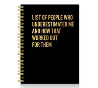 XQLZY List Of People Who Underestimated Me And How That Worked Out For Them Black Gold Spiral Notebook, Inspirational Quotes Spiral Notebook Gifts for Women Mom Sister BFF