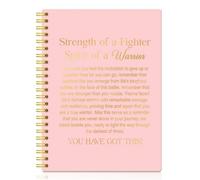 XQLZY Strength of a Fighter - Cuaderno de espiral de oro rosa, citas inspiradoras para mujeres, mamá, hermana, mejor amiga, cuaderno motivacional para mujeres luchadoras, supervivientes de cáncer