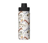 XqmarT Botella de agua, perro salchicha animal infantil, termos aislados, vaso de vacío de acero inoxidable de 18 onzas, frasco de agua
