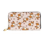 XqmarT Carteras de Perro Corgis de Dibujos Animados Cartera de Gran Capacidad para Hombres y Mujeres Carteras de Tarjeta de crédito Cartera de Cuero de Microfibra