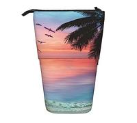 XqmarT Estuche de lápices telescópico con Estampado de gaviotas Volando sobre el Cielo Colorido, portalápices con Cremallera, Bolsa de Maquillaje, Estuche para lápices, Estuche para bolígrafos